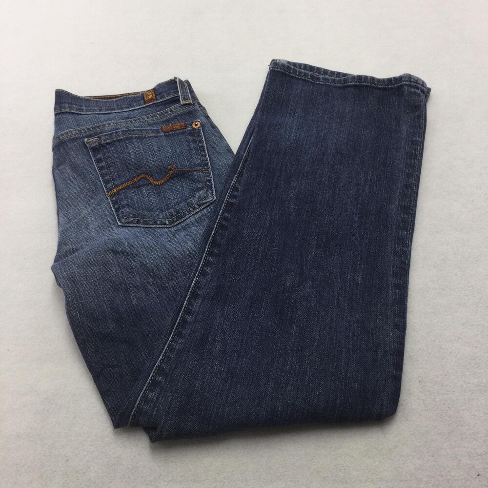 7 For All Mankind Relaxed Bootcut Jeans Womens 10 Blue Wash Stretch Denim